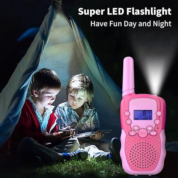 2-pack Walkie-talkies leksaker för pojkar och flickor 3 4 5 6 7 8 år，rosa