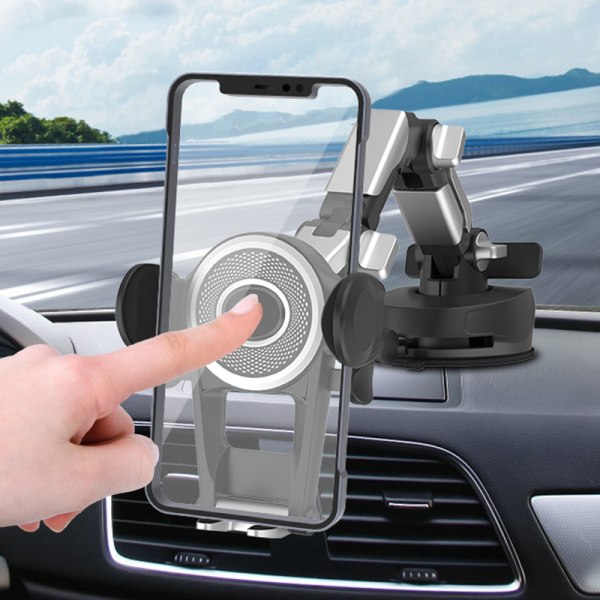 ett stycke (silver) biltelefonhållare, instrumentbräda vindruta Robust sugkoppstelefonfäste, 360° Universal telefonhållare för bil Kompatibel för 4,7-6,8 i