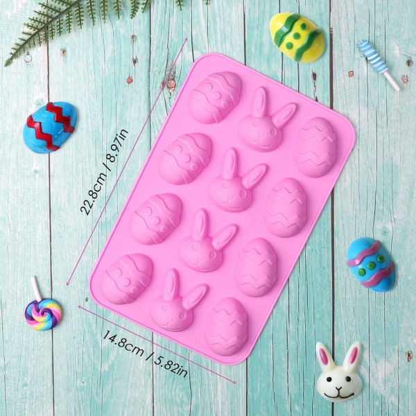 Påskeæg Chokoladeform, 2 STK Silikone Påskeæg Form, 3D Silikone Bage Chokoladeform Pink