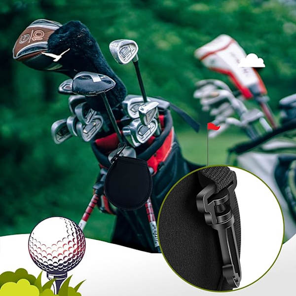 To-delt golfboldrensepose (sort og rød), bærbar golfboldrensemaskine, poseboldrensemaskine med hængende clipsspænde, herre og d