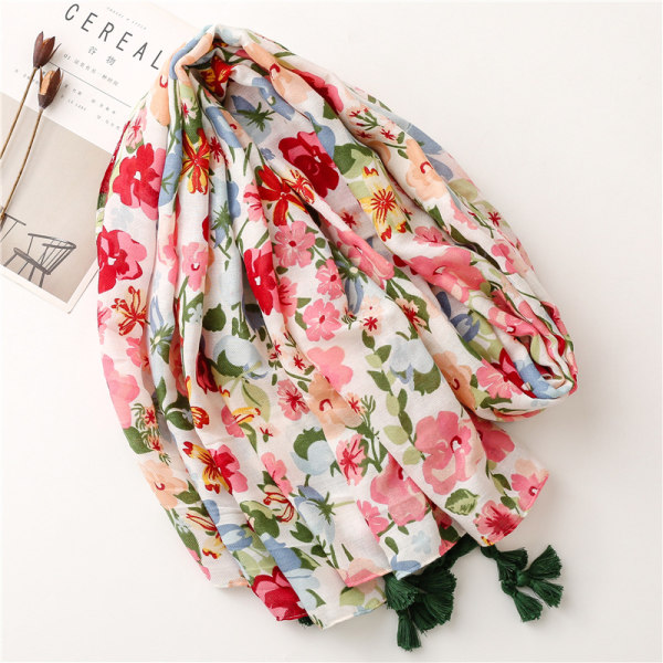 Blomma tofs sjal 180 * 90cm, damscarf Elegant damscarf, lätt present förberedd för henne, strandhandduk för resor