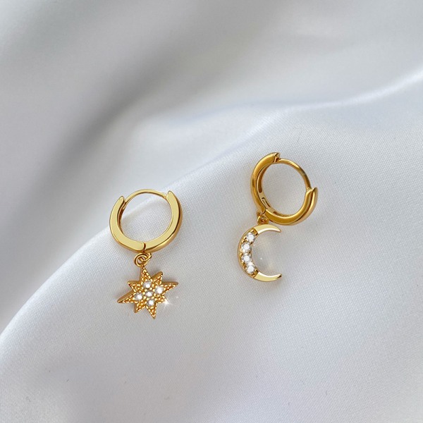 Kvinnors silverörhängen (guld), charmig kristall asymmetrisk snöflinga halvmåne hänge minismycken, utsökt och moderiktig födelsedagspresent