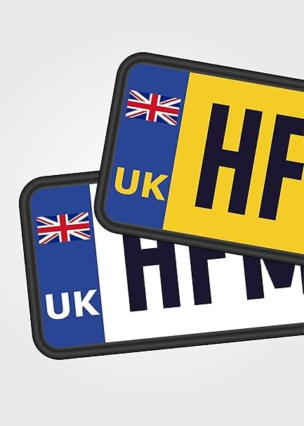12 st nummerplåtsdekaler för Storbritannien | Europeiska dekaler (vit + gul)