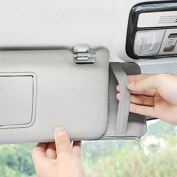 Bilsolskydd Organizer Auto Bil Interiör Läder Tillbehör Förvaringsficka Solskydd Väska Väska Black
