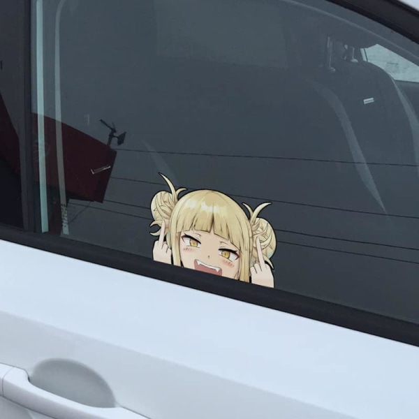 5,1'' tecknad bildekal för gult hår Roliga rörelser Hero Girl Anime Peeker Hentai Chibi Peek Anime Vinyldekaler JDM Window Trunk Bumper Decal