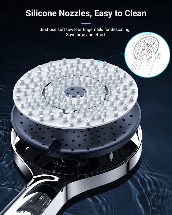 Dusjhode 130mm Diameter 3 Spray Høytrykks Håndholdt Dusjhode Krom Finish