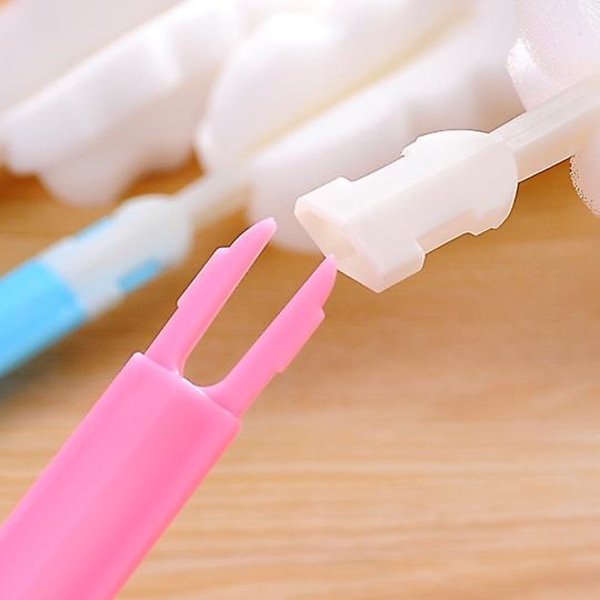 10 stk. Blød rengøringsbørste i plastik med svamp, Svampebørste til rengøring af babyflasker, Flaskerengøring Blue