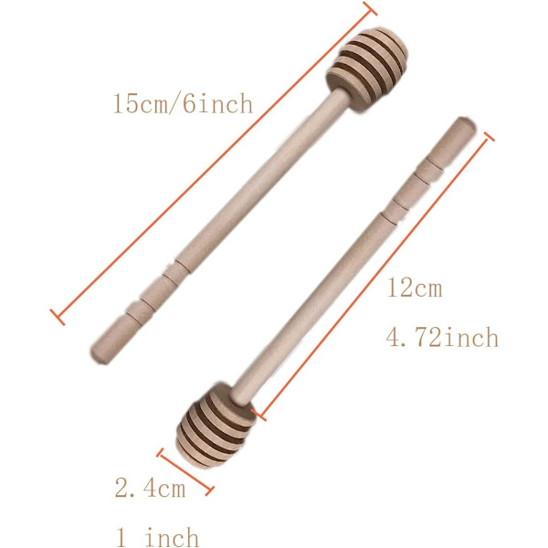 Honning Dipper Lang Træ Økologisk Honning Dipper Ske Stav til Honning Syltetøj Opsamling og Dispensering Bærbar (15cm) (12 stk)