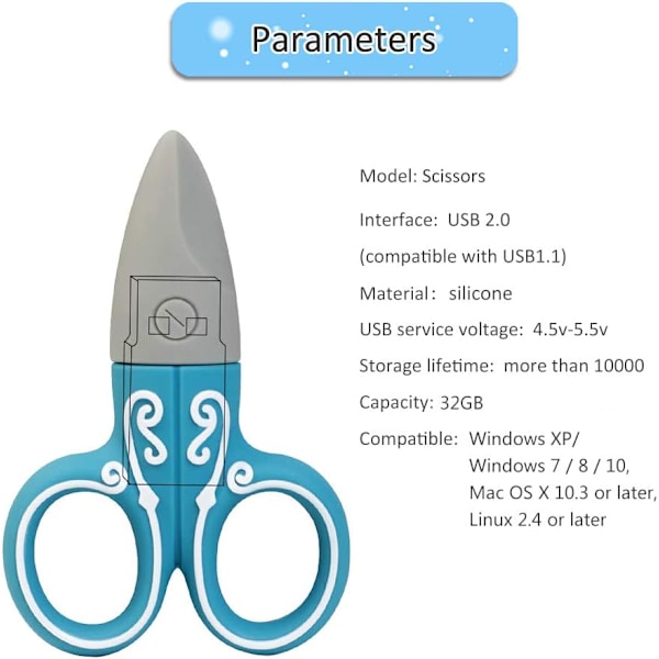 32 GB USB-minne, 3-pack, söt saxformad USB-minnespinne, present till studenter och barn