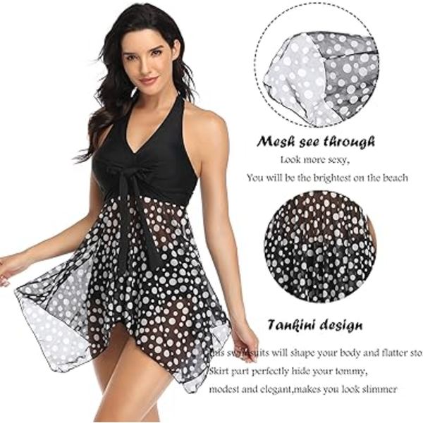 1 stk. Badedragt Tankini Kjole Slankende Mavekontrol Push Up Elegant Nederdel Bikini Høj Talje Strandtøj 2 Dele