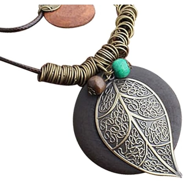 Vintage halsband trähänge långa halsband för kvinnor Boho etnisk stil handgjorda smycken