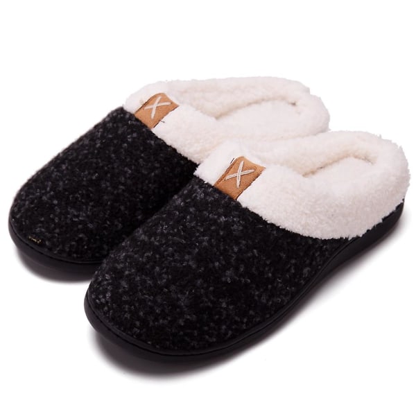 Tøfler med Memory Foam for Kvinner Komfortable Varme Koselige Sklisikre Black point 40 41