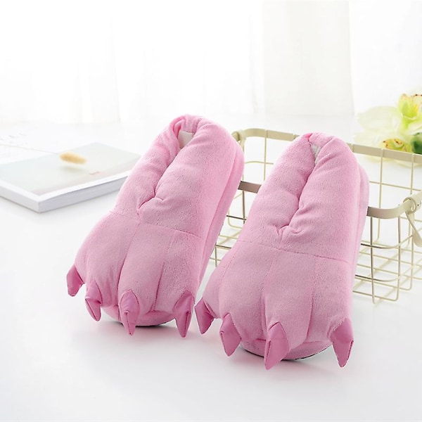 Voksne/børn Plys Dyrepote Klo Sko Unisex Sjove Grønne Plys Dinosaur Klo Hjemmesko Til Indendørs Brug pink 30to34