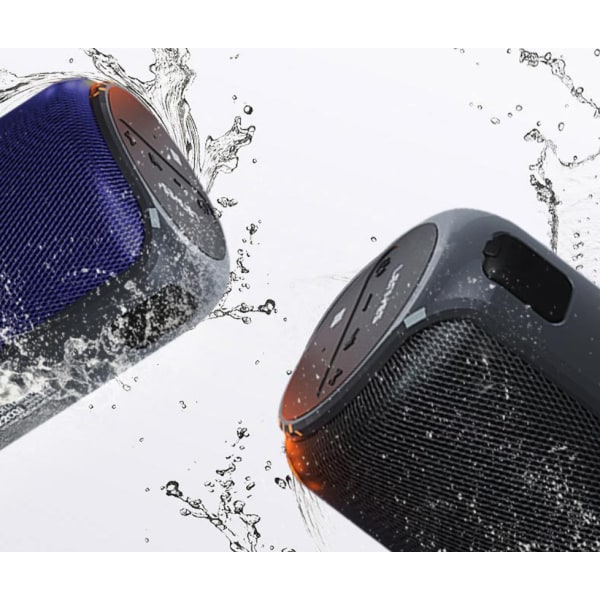 En (blå) Bluetooth högtalare, bärbara trådlösa utomhushögtalare, 15W hög stereo, förbättrad bas, 30 meter (öppen yta utomhus) trådlös räckvidd, IPX6 vatten