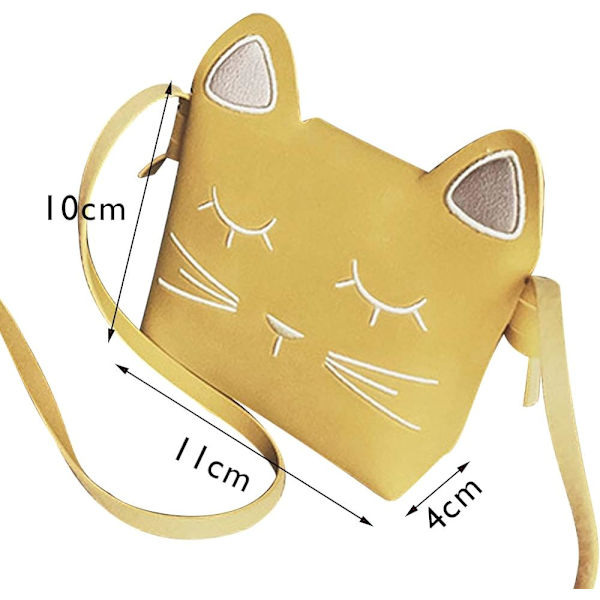 Katt Liten Jentes Skulderveske (Gul), Søt Katteører Messenger Veske Justerbar Stropp Messenger Tote Bag for Barn, Småbarn, Jenter