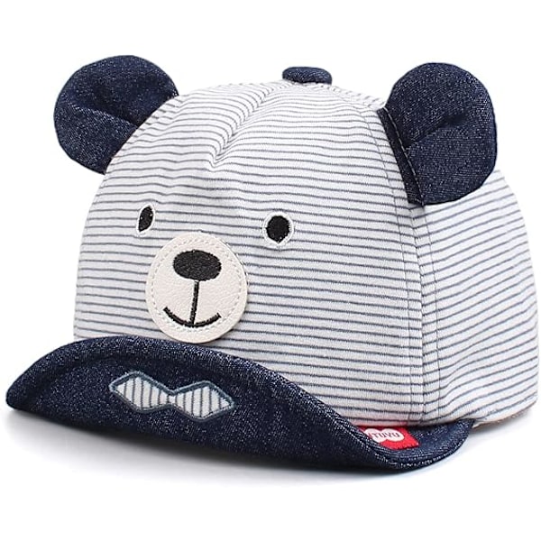 Söt björn babyhatt 3 - 15 månader (randig björn - saffran, hatt omkrets 40 - 48cm) vår sommar barn bomull hatt pojke flicka solhatt