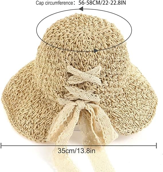 Dame bredskygget stråhat beige solhat foldbar blød hat bucket hat sommer strand solhat til kvinder