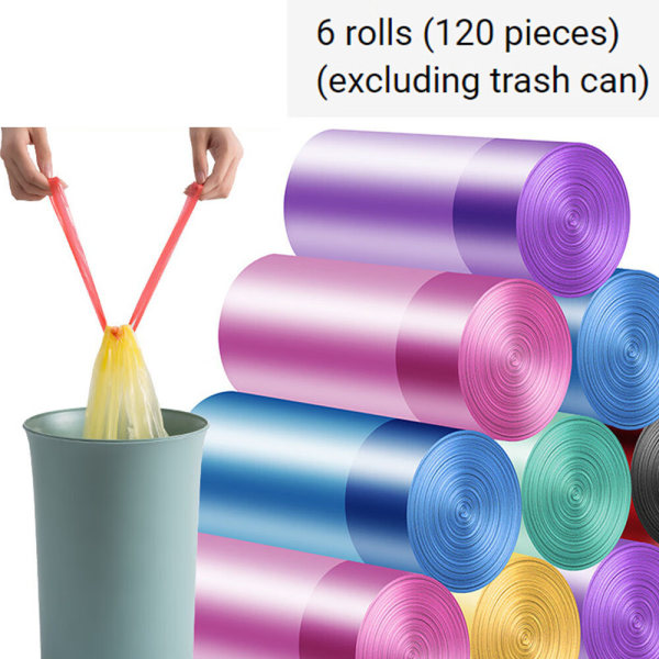 6 rullaa, 120 kpl (monivärinen, 45*50 cm) [Erittäin paksu][Tiivis] Roskapussit Jäteastiavuorat Kotiin Toimistoon Roskakoriin, Roskapussit, Jäte