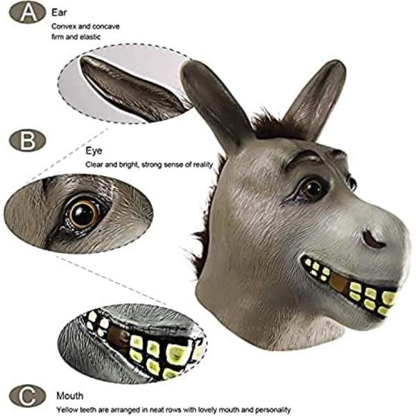 Aasin Naamio Eläinnaamio Pukujuhlat Cosplay Lateksinaamio Halloween-juhlatarvikkeisiin