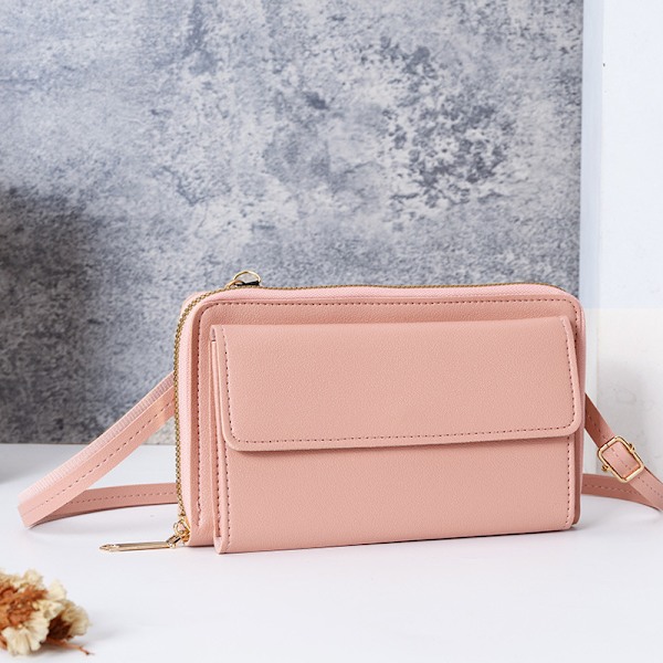 Mobilväska läder korthållare dam plånbok RFID-blockering pekskärm telefonväska axelväska crossbody väska för resor shopping