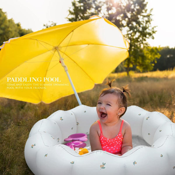 95*25cm (Hvid) Oppustelig Baby Pool, Bærbar Plaske Baby Svømmebassin, Småbørn i Alderen 0-3 År Piger og Drenge, Indendørs & Udendørs, Have og Baghave