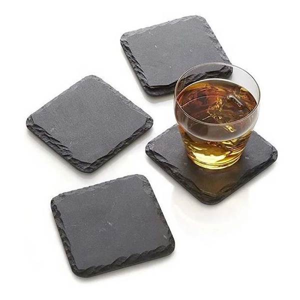 Mørkegrå Skifer Coasters (4 stk) - Dekorative Coasters Under Skiferpotter og Filt Opbevaringskasser