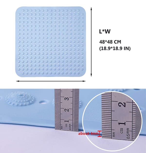 Badekar Bruser Måtte Skridsikker PVC Med Sugekopper Massage Måtte light blue