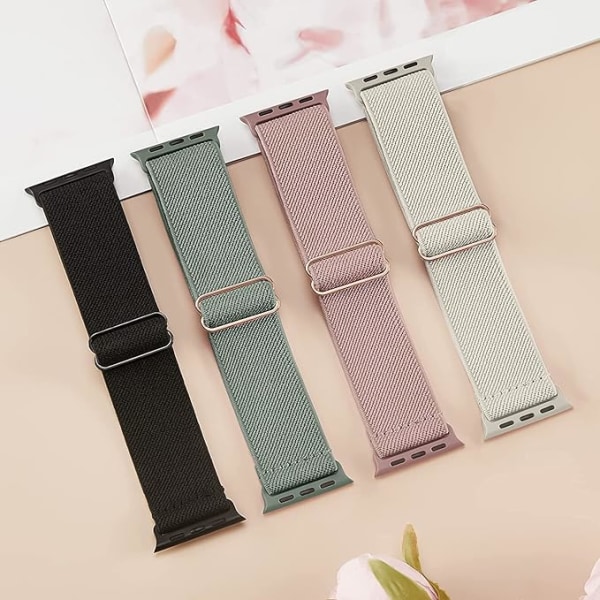 Elastisk nylonrem (4 forskjellige farger, ikke inkludert) Kompatibel med Apple Watch-rem 42/44/45mm, iWatch serie 8/Ultra/7/6/5/4/3/2/1 SE Justerbar