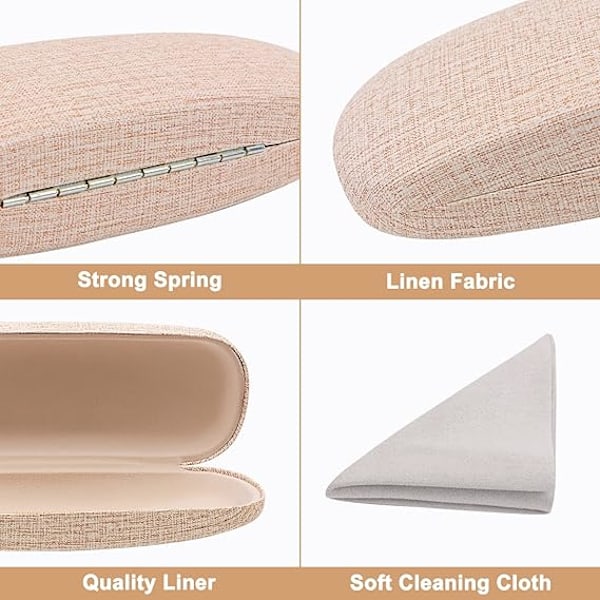 4-pack linne canvas hårda glasögonfodral, solglasögon skyddsbox med 4 glasögondukar 4 färger