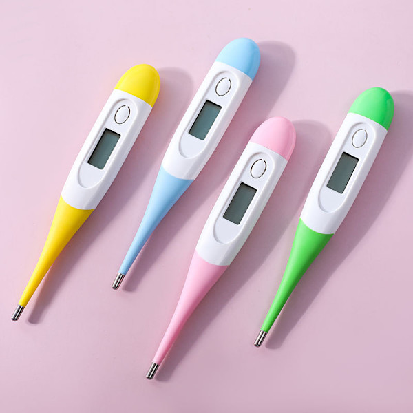 Blå 4 orale termometre til voksne og børn med aksillær temperatur og feber, hurtig og præcis