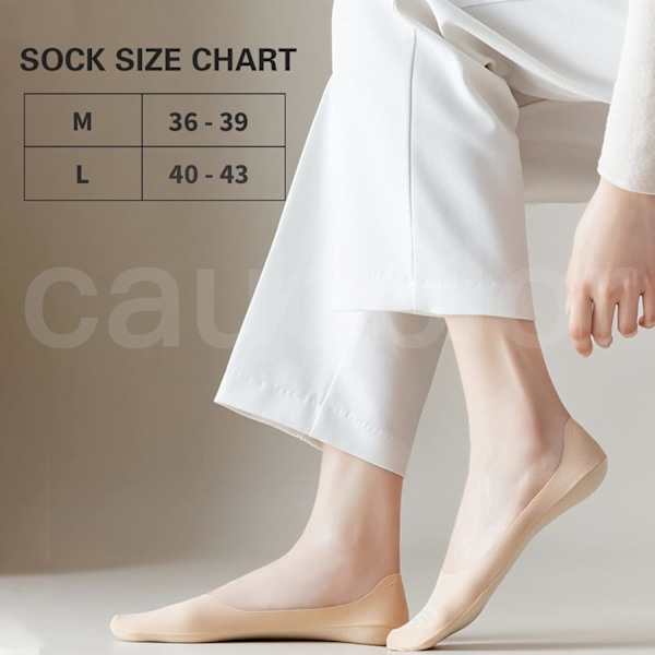 Par Damstrumpor Osynlig Fotskydd Silke Nylonstrumpor Anti-Slip Silikon 36-39 40-43