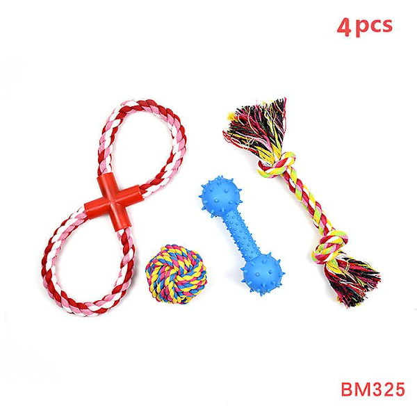 Hundrep leksaker för aggressiva tuggare 4-pack hundtuggleksaker set bomullsrep för hundar tandsprickning tuggning lek 4pcs BM325