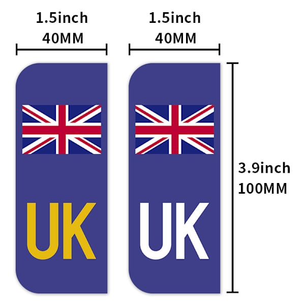 12 st nummerplåtsdekaler för Storbritannien | Europeiska dekaler (vit + gul)
