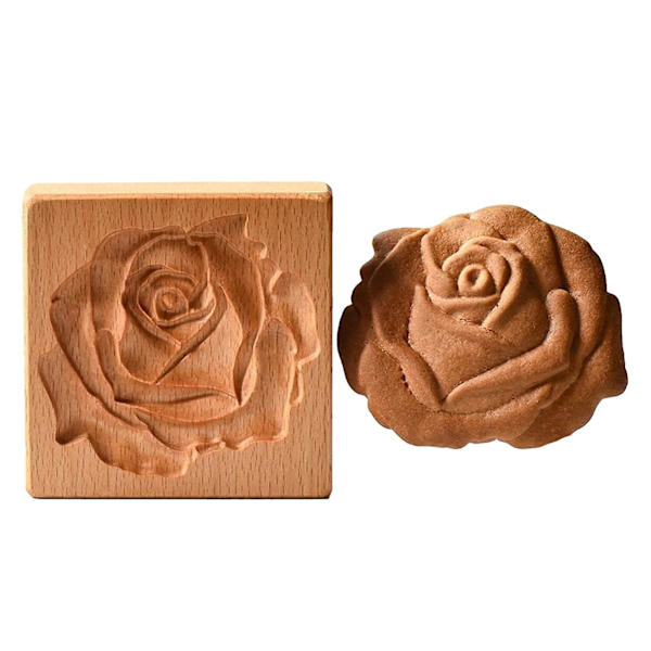 Bakeform i tre, bærbar kakeform, rosekake, pepperkake, smørkake Flowers