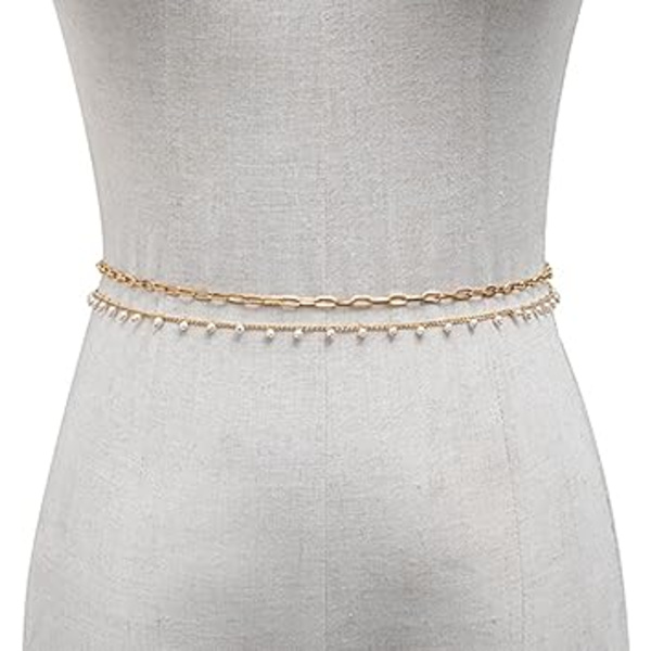 Boho Pärlor Hängen Midjekedja Guld Skiktad Pärla Magkedjor Bikini Strand Kroppssmycken för Kvinnor och Flickor
