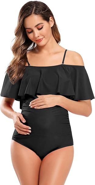 Maternity Badedrakt 1-delt Stroppeløs Bikini 1-delt Maternity Elegant Chic Strand Dame L