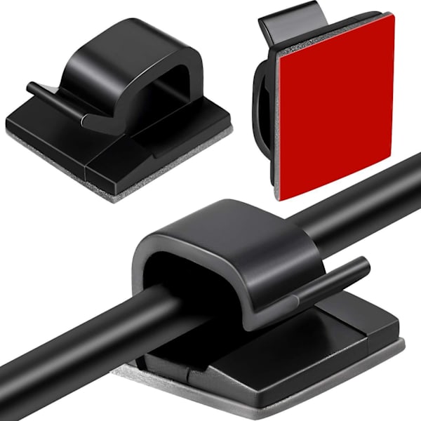 Udendørs Kabelclips med Selvklæbende Tape Lysclips Dekorationsclips Selvklæbende Kroge Ledningsholder Black 60pcs