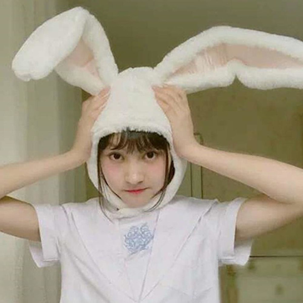 Dame Jenter Påske Kanin Bunny Ører Lue Varm Øreklaff Lue Myk Plysj Hodeplagg Fotografering White