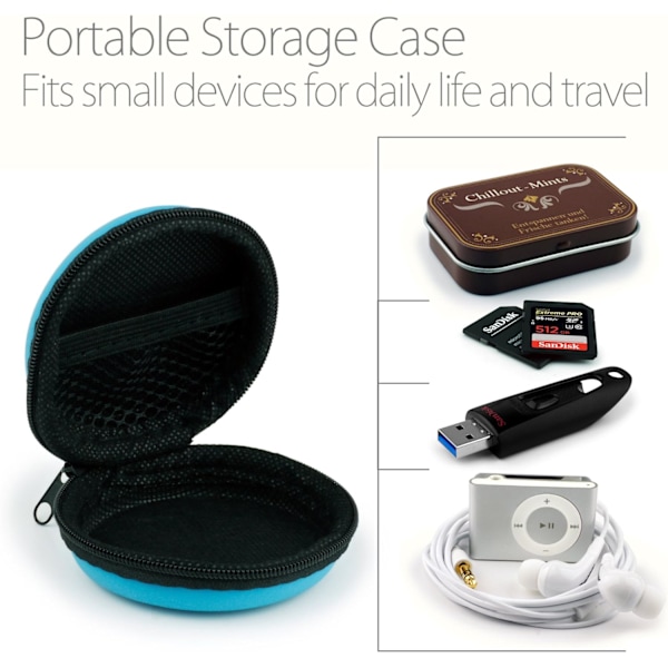 Universalfodral för hörlurar i örat - Hårt skyddande fodral Öronproppar, iPod Shuffle, USB-minne, Kabel - Multifunktionsfodral Blå