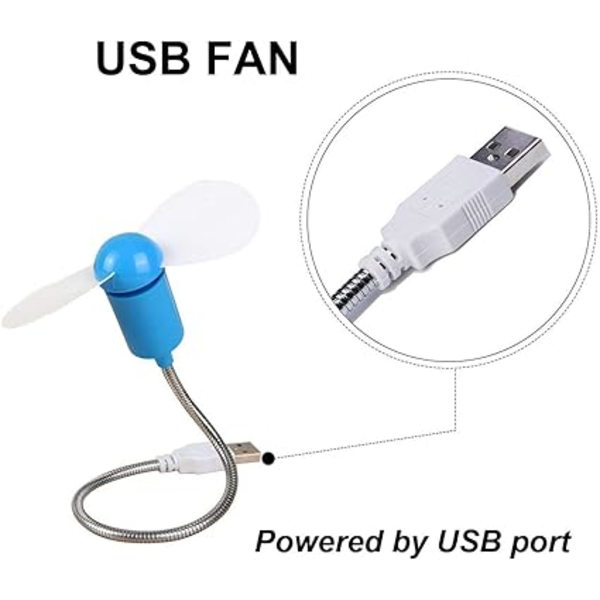 Mini USB-blæser 4-pak Bærbar Fleksibel Køleblæser til Stationær Computer PC