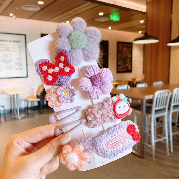 9 pakker (lys lilla blomster) Søte hårspenner for barn Kawaii Jenter Hårtilbehør Sett Tegneserie Hårspenner Ingen Hårskade Fargerike Hårnåler Su