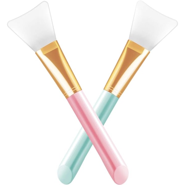 Två uppsättningar ansiktsmaskborstar i silikon (rosa och blå), hårlösa kosmetiska silikonskrapor, ansiktsapplikatorer för applicering av ansiktsmask, ögonmask