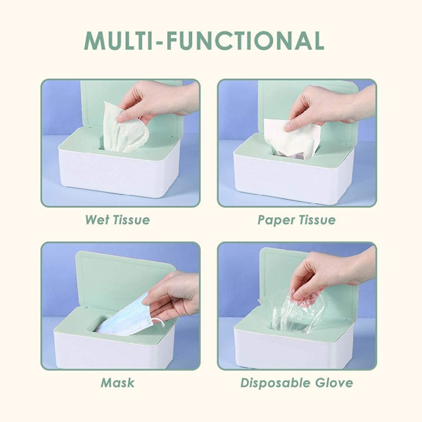 Baby Wipes Box Våtservetter Box med lock, Kan placeras i vardagsrum, sovrum, kök, förvaring av papper, torr handduk, grå