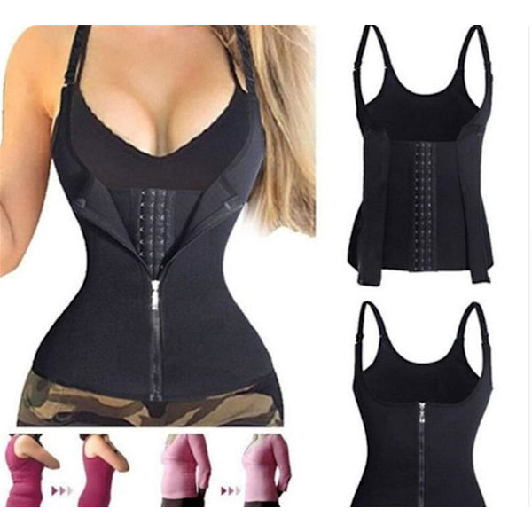 Korsetter Jentete Midje Mage Palass Glidelås Tre-brystet Justerbar Sexy Slankende Shapewear Black S