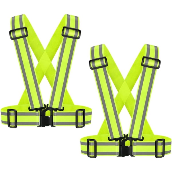 2-pack Högvisande Reflexväst | Lättviktig, Justerbar & Elastisk | Hi Vis Löparutrustning för Jogging, Promenader, Cykling, Byggnadsarbetare