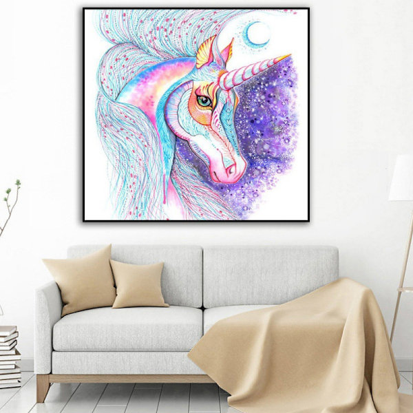 5D timanttimaalaus värikäs yksisarvinen täysi timantti DIY timanttimaalaus olohuoneen sisustus käsinmaalaus timanttimaalaus (40*40CM)