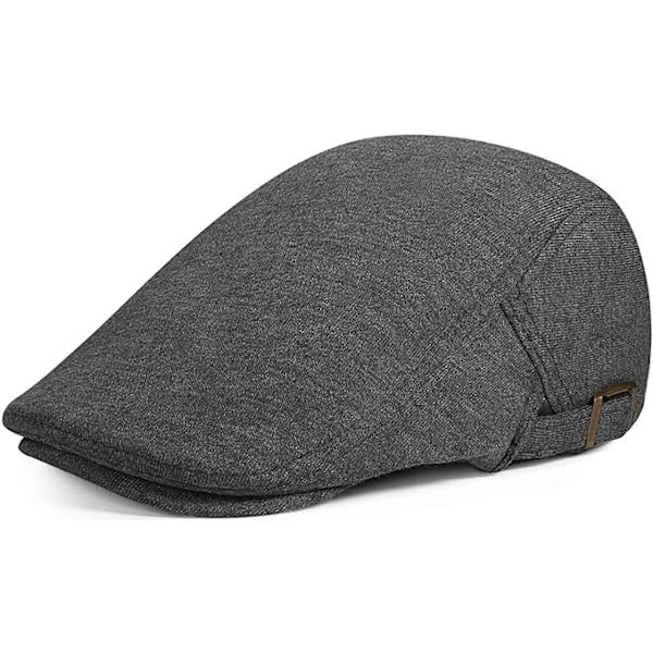 Herre Justerbar Flat Top Beret Britisk Vintage Mørkegrå