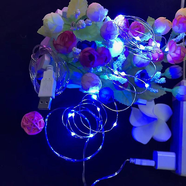 Koppartråds ljusslinga mikrolampor LED ljusslinga batteridriven Warm White 1m10 lights