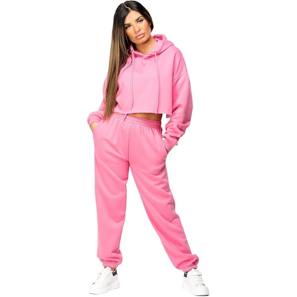 Fashion Damkläder Träningsdräkt Oversize Crop Hoodie Joggers Loungewear Set