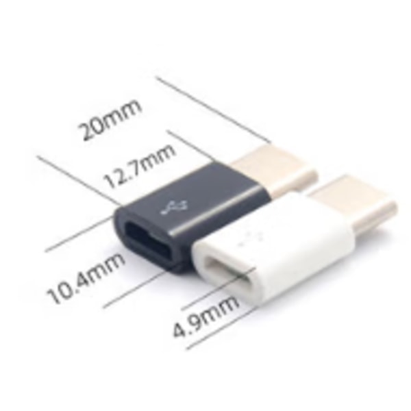 Svart 6-pack Micro USB till USB-C konverteringshuvud typkonverter Android OTG datakabel